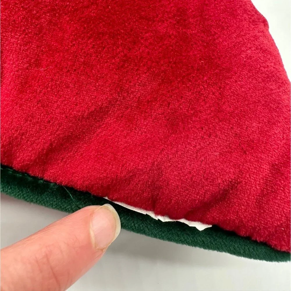 Vintage Christmas Tree Throw Pillow Red Green Velvet Sequins Holiday Decor